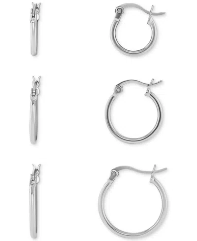 Macy's Polished Hoop Earrings Set In 18k Gold Over Sterling Silver, Created For