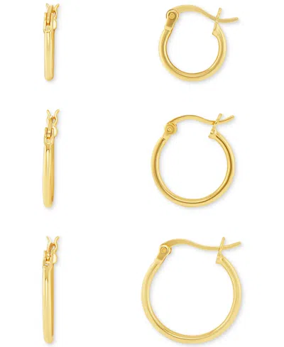 Macy's Polished Hoop Earrings Set In 18k Gold Over Sterling Silver, Created For  In Gold Over Silver