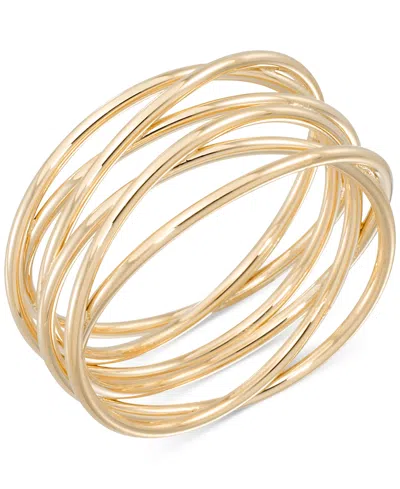 Macy's Polished Interlocking Multirow Crossover Statement Ring In 14k Gold In Yellow
