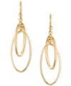 Macy's Polished Interlocking Orbital Oval Drop Hoop Earrings In 10k Gold In Gold