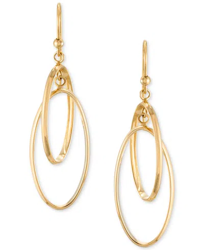 Macy's Polished Interlocking Orbital Oval Drop Hoop Earrings In 10k Gold