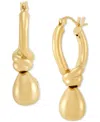Macy's Polished Knot & Teardrop Dangle Hoop Earrings In 14k Gold