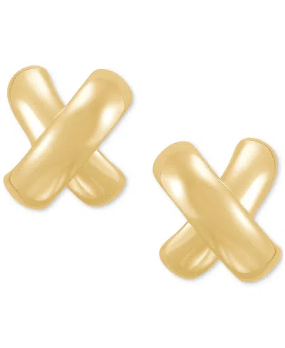 Macy's Polished Large Bold X Stud Earrings In 14k Gold-plated Sterling Silver In Gold Over Silver