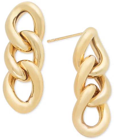 Macy's Polished Large Curb Link Drop Earrings In 10k Gold