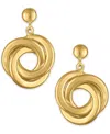 Macy's Polished Love Knot Drop Earrings In 14k Yellow Gold Over Sterling Silver In Gold