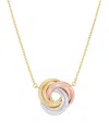 Macy's Polished Love Knot Pendant Necklace In 10k Yellow, White And Rose Gold In Gold