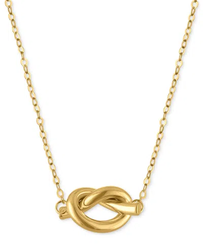 Macy's Polished Love Knot Station 18" Pendant Necklace In 10k Gold