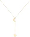 Macy's Polished Moon & Star 18" Lariat Necklace In 10k Gold In Gold