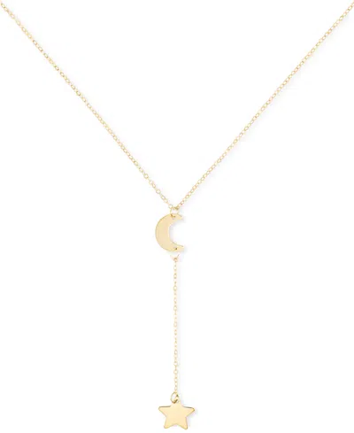 Macy's Polished Moon & Star 18" Lariat Necklace In 10k Gold