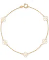 Macy's Polished Openwork Clover Station Link Bracelet In 10k Gold In Gold