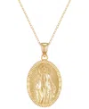 Macy's Polished Oval Virgin Mary Medallion 18" Pendant Necklace In 14k Gold In Gold