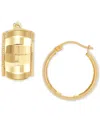 Macy's Polished Pattern Flex Huggie Hoop Earrings In 10k Gold, 7/8" In Gold
