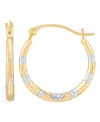 Macy's Polished Pattern Hoop Earrings In 14k Yellow Gold In Multi