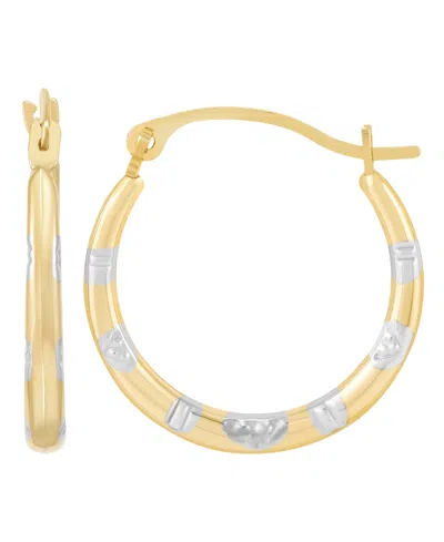 Macy's Polished Pattern Hoop Earrings In 14k Yellow Gold In Multi