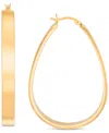 Macy's Polished Pear-shape Flat Medium Hoop Earrings In 14k Gold-plated Sterling Silver In Gold Over Silver