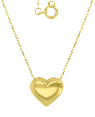Macy's Polished Puff Heart Pendant Necklace In 10k Gold, 16" + 2" Extender