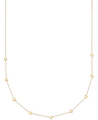 Macy's Polished Puffed Heart 18" Station Necklace In 10k Yellow Gold