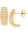 Macy's Polished Ribbed C-design Small Hoop Earrings In 14k Gold, 59"