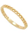 Macy's Polished Ribbed Texture Open Curb Link Design Stack Band In 14k Gold In Gold
