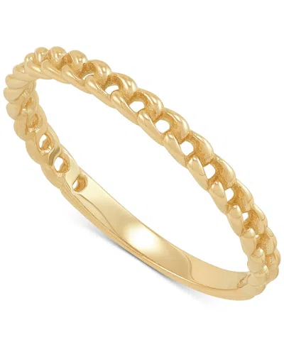 Macy's Polished Ribbed Texture Open Curb Link Design Stack Band In 14k Gold