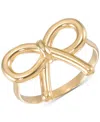 Macy's Polished Ribbon Bow Openwork Ring In 10k Gold In Gold