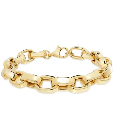 Macy's Polished Rolo Link Bracelet In 14k Gold Over Sterling Silver In Gold Over Silver