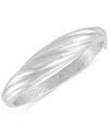 Macy's Polished Shrimp-style Hinged Bangle Bracelet In Sterling Silver In Silver