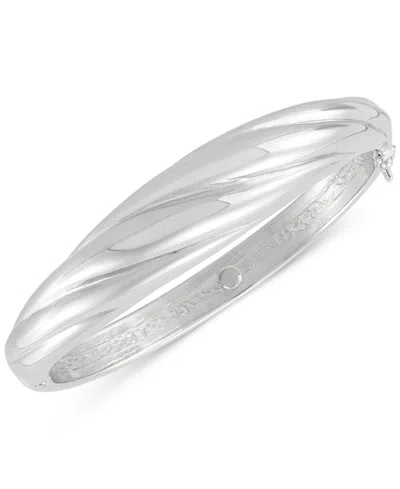 Macy's Polished Shrimp-style Hinged Bangle Bracelet In Sterling Silver
