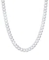 Macy's Polished Solid Flat Curb Link 22" Chain Necklace In 14k Gold-plated Sterling Silver &â Sterling Silv In Metallic