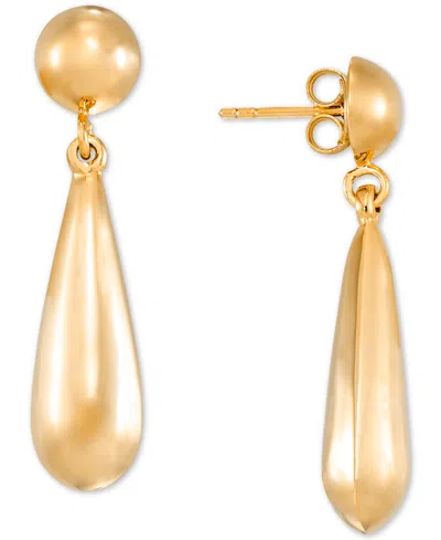 Macy's Polished Teardrop Drop Earrings In 14k Gold-plated Sterling Silver In Gold Over Silver