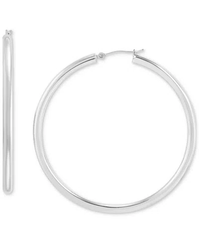 Macy's Polished Thin Tube Hoop Earrings (3mm) In 14k Gold (50mm) In White Gold