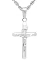 Macy's Polished Three Dimensional Crucifix 18" Pendant Necklace In Sterling Silver In Silver