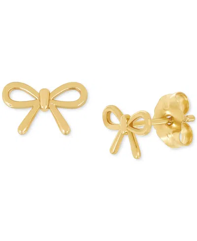 Macy's Polished Tied Ribbon Teeny Bow Stud Earrings In 14k Gold