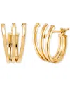 Macy's Polished Triple Row Extra-small C Hoop Earrings In 10k Yellow Gold, 0.43" In Gold