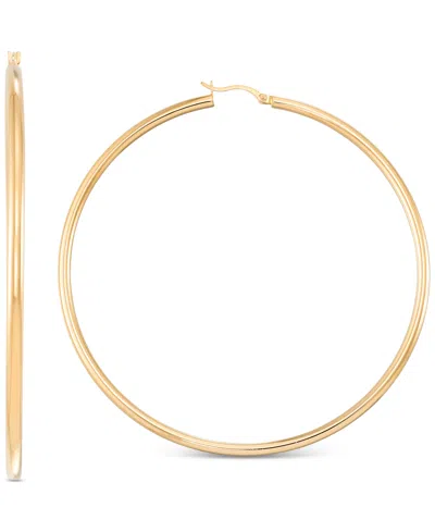 Macy's Polished Tube Extra-large Hoop Earrings In 14k Gold-plated Sterling Silver, 80mm In Gold Over Silver