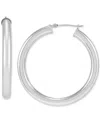 Macy's Polished Tube Hoop Earrings (40mm) In 14k Yellow Gold Or 14k White Gold In White Gold