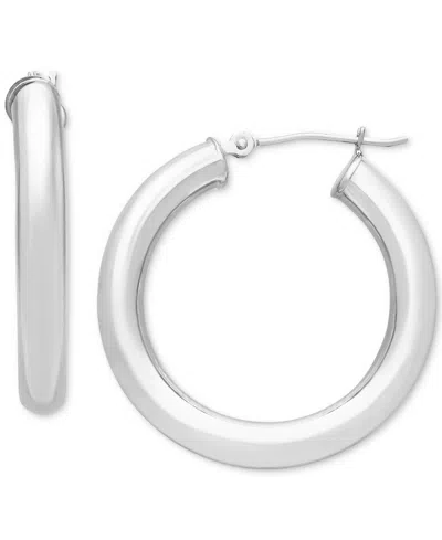Macy's Polished Tube Hoop Earrings (40mm) In 14k Yellow Gold Or 14k White Gold