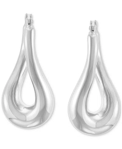 Macy's Polished Tube Twist Medium Hoop Earrings In Sterling Silver