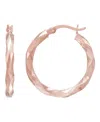 Macy's Polished Twist Tube Hoop Earrings In 10k Rose Gold In Gold