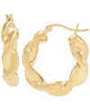 Macy's Polished Twisted Small Hoop Earrings In 14k Gold, 0.87"