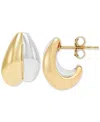 Macy's Polished Two-tone Graduated Double Huggie Hoop Earrings In 14k Gold, 0.55"