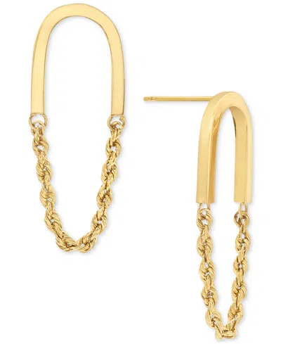 Macy's Polished U-shaped Bar Rope Chain Link Drop Earrings In 10k Gold