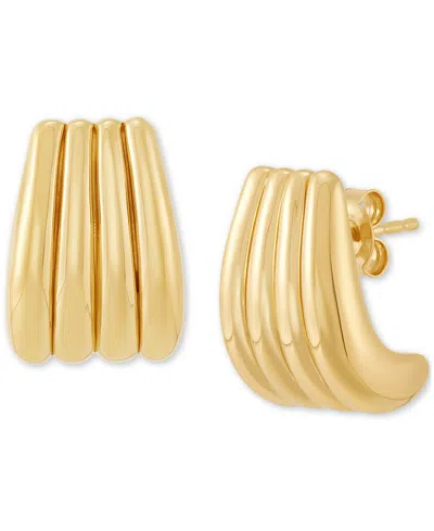 Macy's Polished Wavy Dome Stud Earrings In 18k Gold-plated Sterling Silver