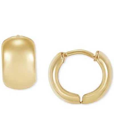 Macy's Polished Wide Width Small Huggie Hoop Earrings In 10k Gold, 1/2"