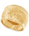 Macy's Polished Woven Design Wide Width Statement Ring In 10k Gold In Gold