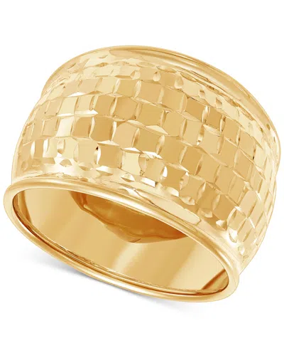 Macy's Polished Woven Design Wide Width Statement Ring In 10k Gold