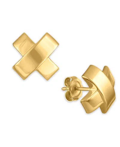 Macy's Polished "x" Stud Earrings In 10k Gold