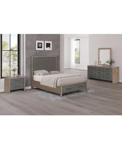 Macy's Portmore 3pc California King Storage Set (panel Bed, Dresser & 2-drawer Nightstand With Soft Close D In Gray
