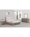 Macy's Portmore 3pc King Storage Set (upholstered Bed, Dresser & 2-drawer Nightstand With Soft Close Drawer In Brown