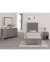 Macy's Portmore 3pc Twin Set (panel Bed, Small Dresser & 1-drawer Nightstand With Soft Close Drawers), Crea In Brown